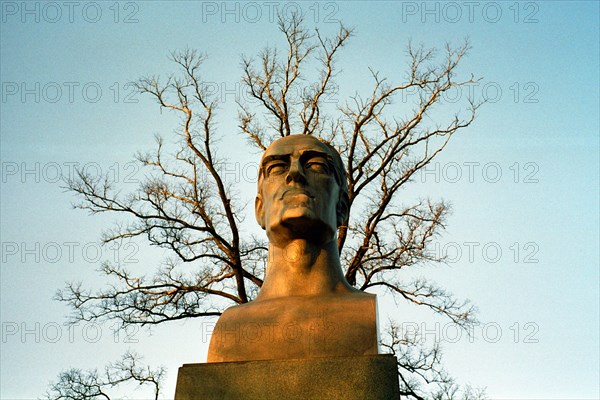 Thomas Woodrow Wilson bust in the Wilsons park in Poznan, Poland