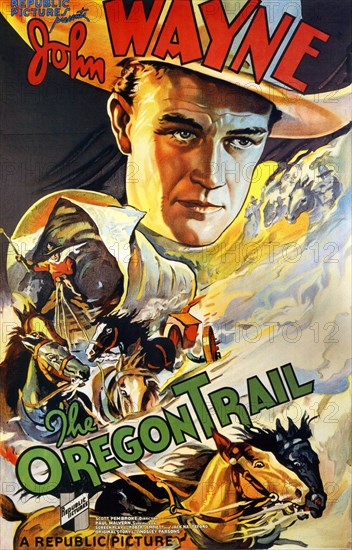 OREGON TRAIL poster for 1936 Republic film with John Wayne - there are several other films with same title but no John Wayne