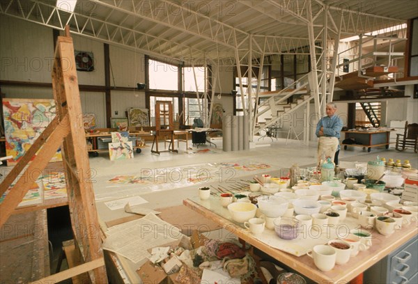 Abstract expressionist painter Willem de Kooning in his studio in 1965.