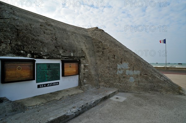 German Second World War bunker in front of the WW2 Gold Beach at Asnelles, Normandy, France
