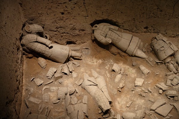 The Terracotta Army, Xi'an, China. The warriors are dug up in pieces and have to be reconstructed from many fragments.