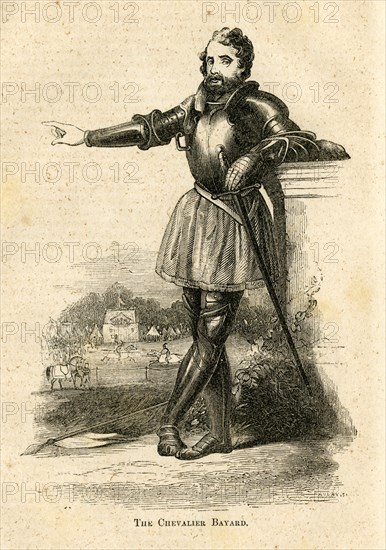 Circa 1850s engraving, "The Chevalier Bayard."