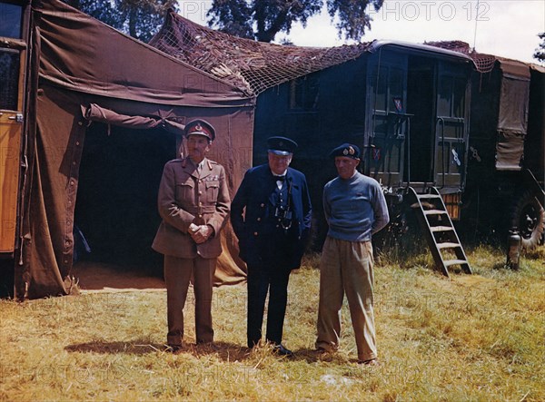 1944 Operation Overlord Winston Churchill Field Marshal Alan Brooke General Montgomery Head quarter France Euro