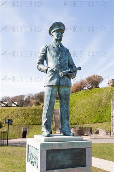 Statue of Admiral Sir Bertram Ramsay at Dover Castle, Kent, England - England's largest castle