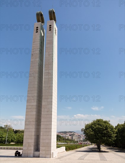 Monument to Carnation Revolution in the Edward VII Park, Lisbon, Portugal.