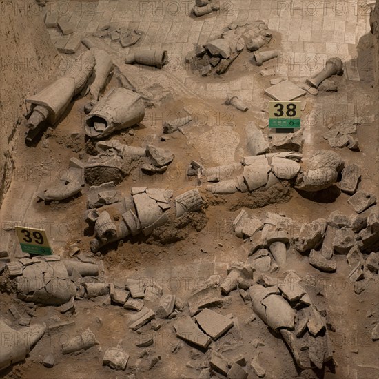 Old Chinese ruins of Terracotta army in Xi'an, China.