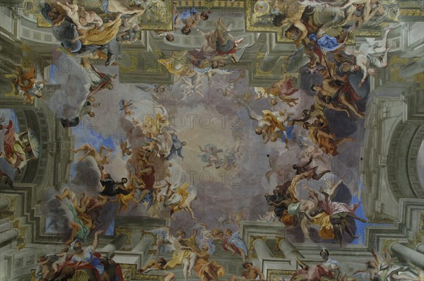 Italy. Rome. The Church of St. Ignatius of Loyola at Campus Martius. Trompe l'oeil ceiling fresco by Andrea Pozzo (1642-1709).