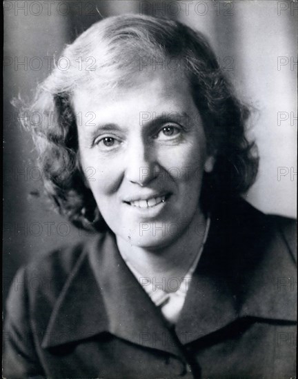Oct. 10, 1964 - Nobel Prize For British Housewife Professor Dorothy Crowfoot Hodgkin, an Oxford scientist and mother of three children, has been awarded the 1964 Nobel Prize for Chemistry. It is worth more than &pound;18,750. Photo Shows:- A picture from stock of Prof. Hodgkin taken in 1962.