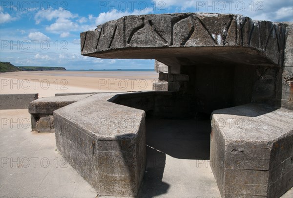 German WWII bunker overlooking D-Day Gold Beach at Asnelles, Normandy, France