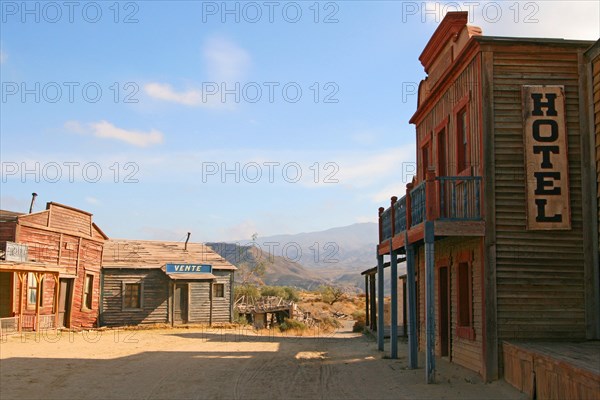 Hotel inside the "Texas Hollywood" theme park. Tabernas desert, Almeria. Spain.