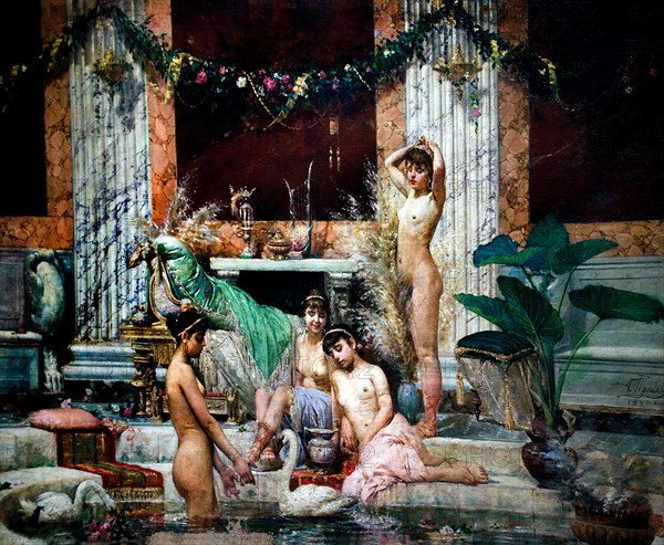 Frigidarium 1882  Alessandro Pigna 1862-1919  Italy Italian ( A frigidarium is a large cold pool of Roman baths. It would be entered after the caldarium and the tepidarium, which were used to open the pores of the skin)