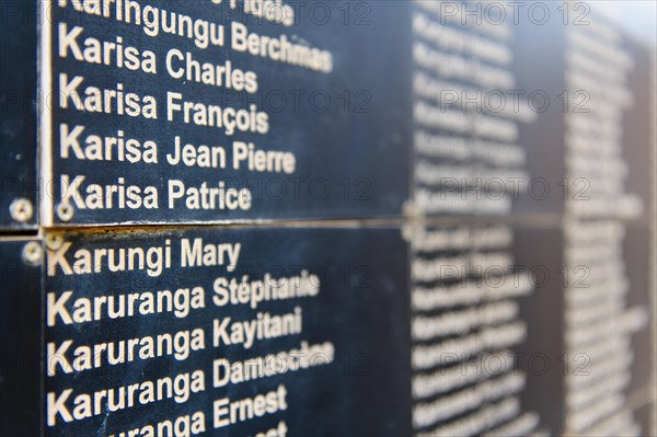 The names of the victims of the 1994 genocide in Rwanda. Kigali Genocide Memorial Centre. Kigali, Rwanda.
