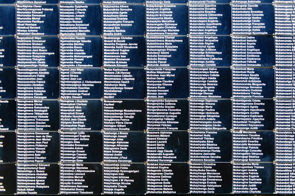 The names of the victims of the 1994 genocide in Rwanda. Kigali Genocide Memorial Centre. Kigali, Rwanda.