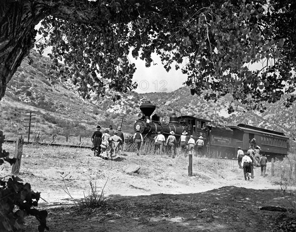 Ein Zug der Western Central Railroad in einer Spielfilmszene, USA 1940er Jahre. A train of Western Central Railroad in a movie s