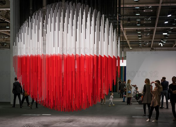 Basel, Switzerland. 16th June, 2015. Giant installation 'Sphere Lutetia' by Jesus Rafael Soto, exhibited at the Art Basel 2015 in Basel (Switzerland), one of the world's largest and most spectacular modern art gatherings. In 2014 the show attracted 92'000 art lovers from all over the world. Credit:  Erik Tham/Alamy Live News