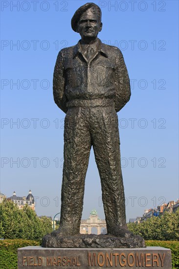 Statue of Field Marshal Bernard Law Montgomery (1887-1976) in Brussels, Belgium