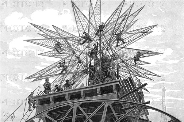 The iron star on top of the Palace of Electricity, World Fair, 1900, Paris