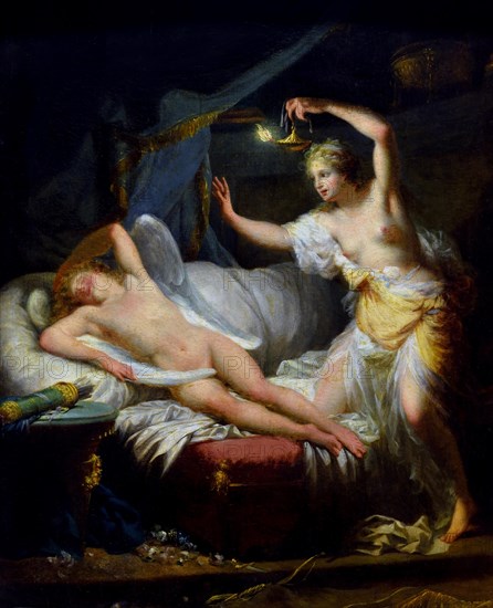 L'Amour endormi dans les bras de Psyche - Love asleep in the arms of Psyche 1785 Jean Baptiste Regnault 1754-1785 France French ( Psyche female person of Greek mythology. Psyche was a king's daughter and had two sisters. She was the lover of Eros - Cupid )