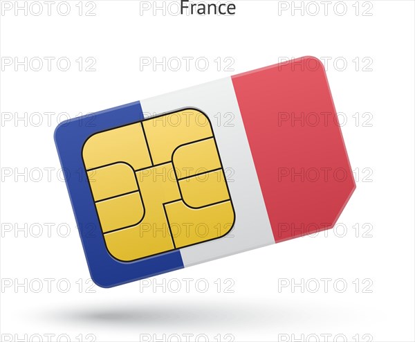 France mobile phone sim card with flag.
