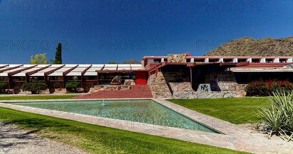 Walkway at Taliesan West, designed by architect Frank Lloyd Wright