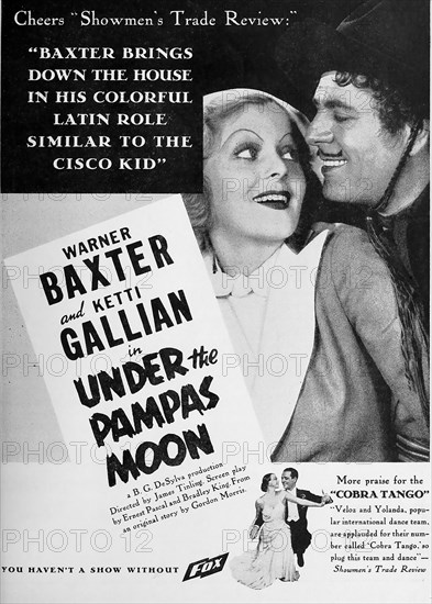 UNDER THE PAMPAS MOON 1935 Fox Film Corporation production with Ketti Gallian and Warner Baxter