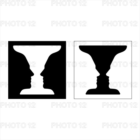 Rubin's vase, an optical illusion based on  negative space vector illustration