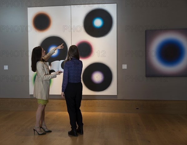 London, UK. 6th Mar, 2017. Bonhams Post-war and Contemporary Art Sale photocall took place in New Bond Street, London.ÊNJ15, a striking diptych celebrated Op Artist Wojciech Fangor was exhibited Credit: Keith Larby/Alamy Live News