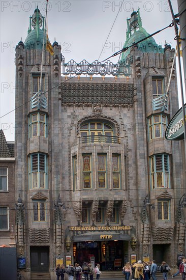Amsterdam, Holland - 14 April 20018 facade of Tuschinski Theater, Amsterdam, Netherlands