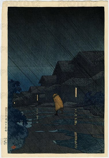 Tabi miyage dai nishu, Teradomari no yosame by Kawase Hasui