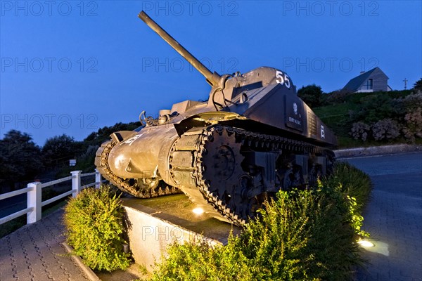 Sherman tank, Second World War memorial in Arromanches, Calvados department, Normandy, France, Europe.