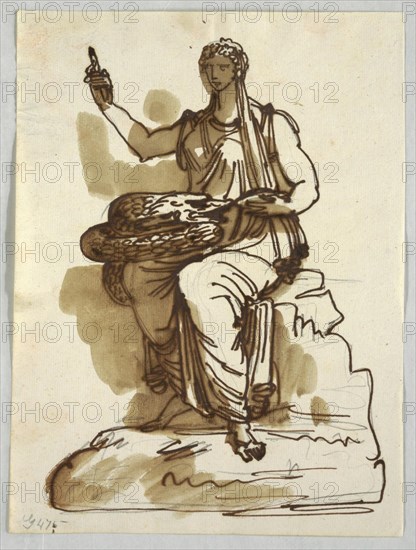 Drawing, Hygeia, after an Antique Statue in Giustiniani Collection, Rome, ca. 1820