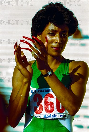 Florence Griffith Joyner competing at the 1984 US Olympic Team Trials.