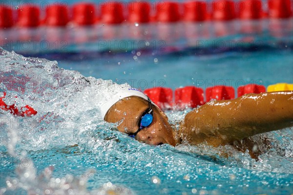 Laure Manaudou (FRA) gold medal winner competing in the Women's 400 metre freestyle finals at the 2004 Olympic Summer Games, Athens, Greece.