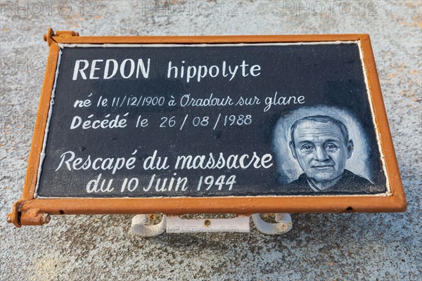 Europe, France, Haute-Vienne, Oradour-sur-Glane. Sept. 5, 2019. A grave in the cemetery of the martyr village of Oradour-sur-Glane.