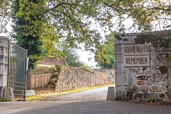 Europe, France, Haute-Vienne, Oradour-sur-Glane. Entrance to the martyr village of Oradour-sur-Glane. (Editorial Use Only)