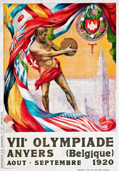 Olympic Games poster - Walter van der Ven (1884-1923) and Martha Van Kuyck (1884-1923) VIIe OLYMPIADE, ANVERS Belgium 1920