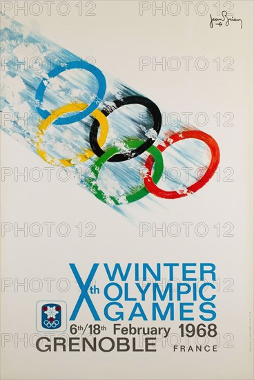 Vintage1968 Winter Olympic Games poster -
Grenoble, Xth Olympic Winter Games, Grenoble 1968
By Jean BRIAN