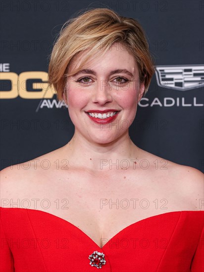 BEVERLY HILLS, LOS ANGELES, CALIFORNIA, USA - FEBRUARY 10: Greta Gerwig wearing Balmain arrives at the 76th Annual Directors Guild Of America (DGA) Awards held at The Beverly Hilton Hotel on February 10, 2024 in Beverly Hills, Los Angeles, California, United States. (Photo by Xavier Collin/Image Press Agency)