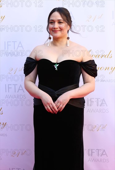 Dublin, Ireland. 20th April 2024.  Actor Lily Gladstone arriving on the red carpet at the Irish Film and Television Awards (IFTA), Dublin Royal Convention Centre. Credit: Doreen Kennedy/Alamy Live News.