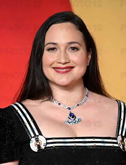 Los Angeles, USA. March 10th, 2024.Lily Gladstone arriving at the Vanity Fair Oscar Party, Wallis Annenberg Center for the Performing Arts. Credit: D