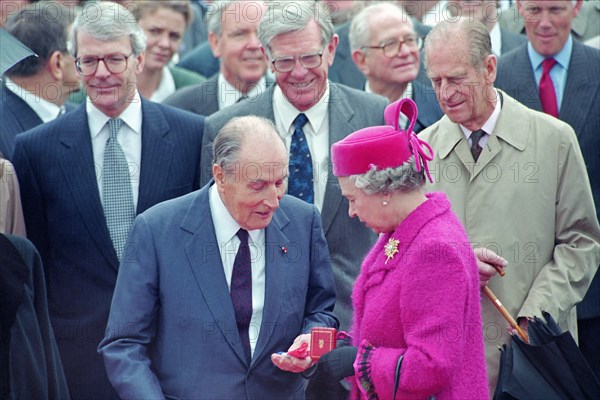 Heads of State Queen Elizabeth II and President Francoise Mitterrand officially open the Channel Tunnel on 6 May 1994