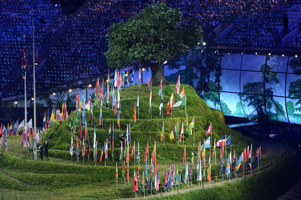 LONDON, ENGLAND - JULY 27, flags of the participating nations during London Olympics Opening Ceremony at the Olympic Stadium on July 27, 2012 in London, England Photo by Roger Sedres / Gallo Images