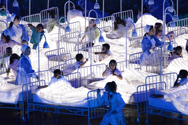 LONDON, ENGLAND - JULY 27, performers during London Olympics Opening Ceremony at the Olympic Stadium on July 27, 2012 in London, England Photo by Roger Sedres / Gallo Images