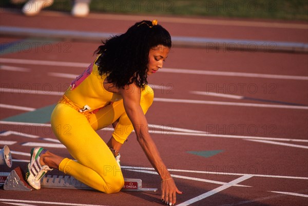 Florence Griffith Joyner competing at the 1988 US Olympic Track and Field Trials