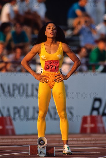 Florence Griffith Joyner competing at the 1988 US Olympic Track and Field Trials