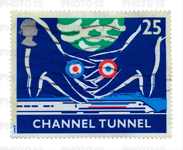 UK postage stamp commemorating the opening of the Channel Tunnel in 1994