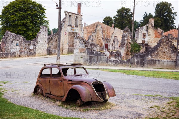 Oradour-sur-Glane where on 10 June 1944 642 inhabitants were massacred by a WW2 German Waffen-SS company, Limousin, France