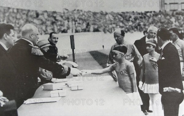 Presentation of medals by HRH Prince Hendrik of the Netherlands at the 1928 Amsterdam Olympic games