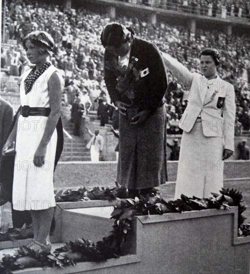 Photographic print of Hideko Maehata (1914-1995) a Japanese breaststroke swimmer and gold medal winner during the 1936 Berlin Olympic Games. Dated 20th Century