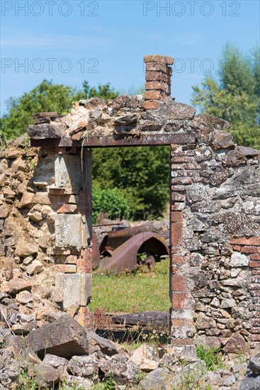 The ruins of Oradour-sur-glane, the by the nazis destroyed french village in WW2